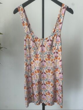 Floral Pink & Orange Sleeveless Sundress
